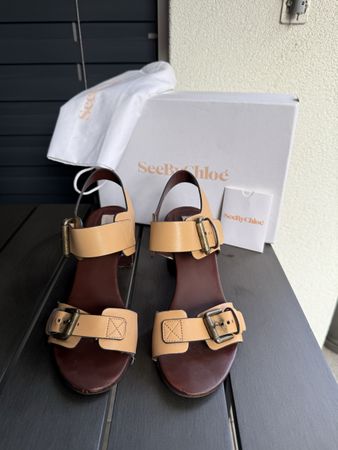 SEEE BY CHLOÈ Romy Buckled Block Heel Sandals – Gr. 38